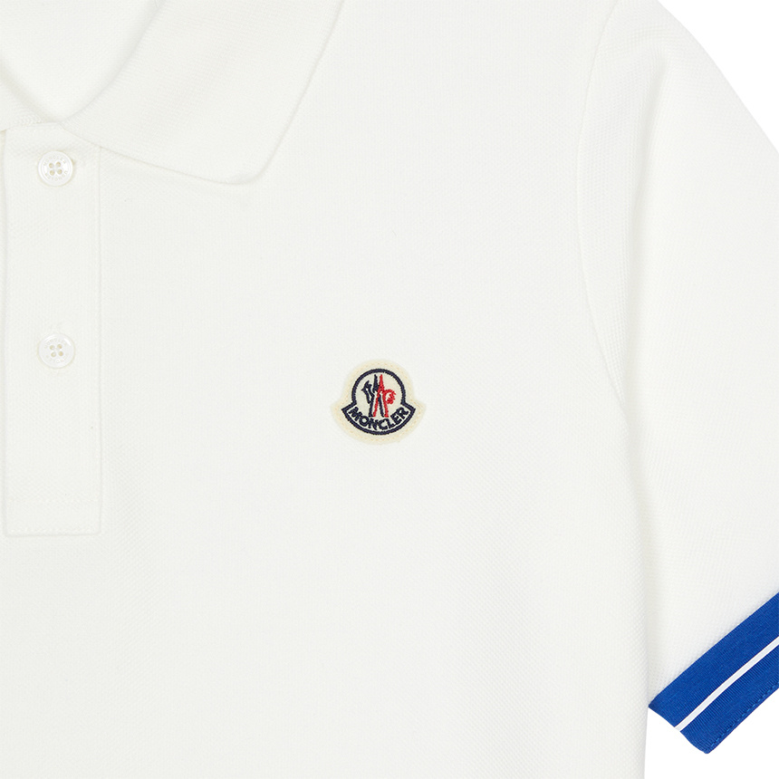 Moncler Lapel Short Sleeve Polo Shirt In White