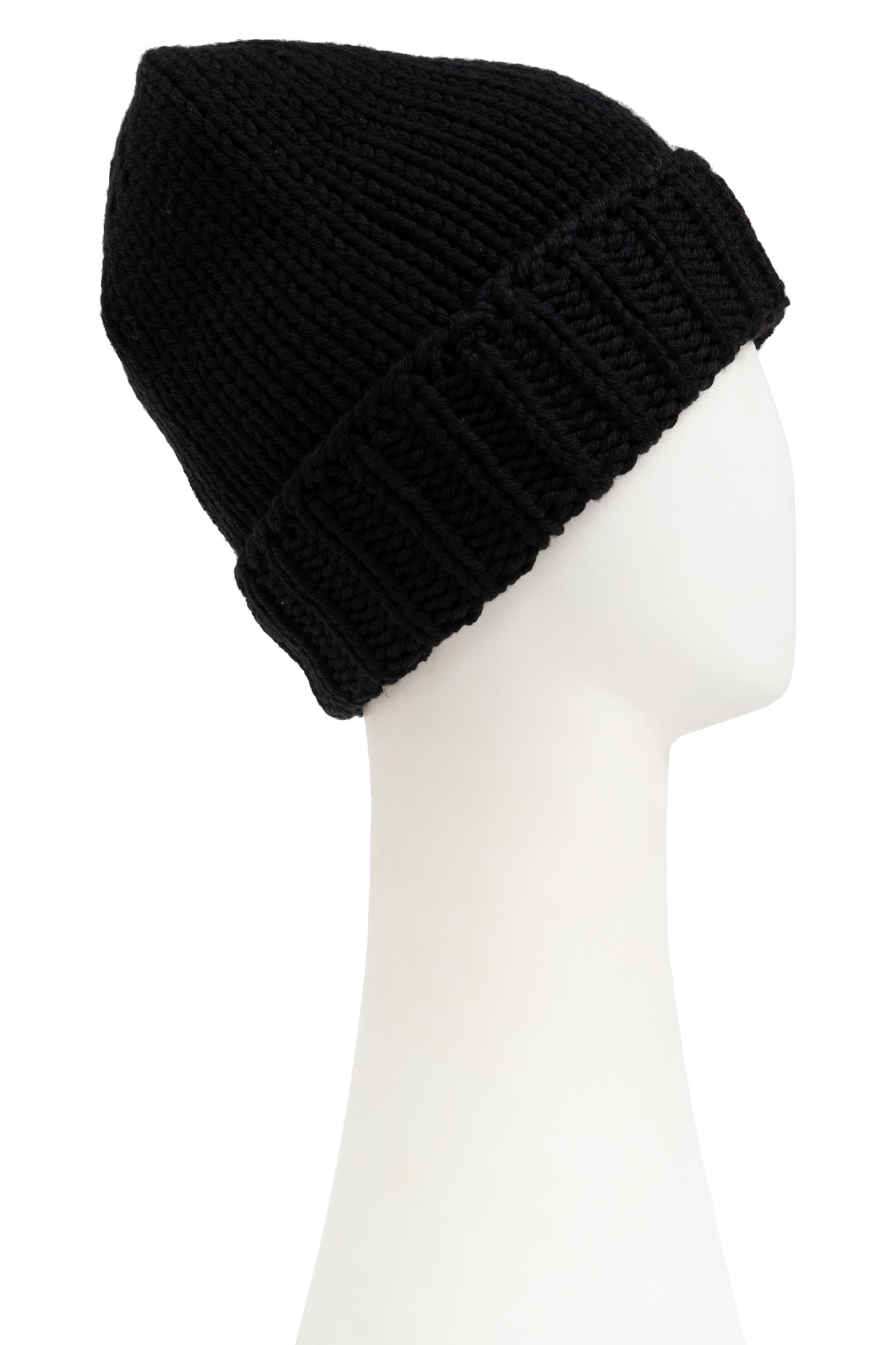 Moncler Logo Patch Beanie In Black