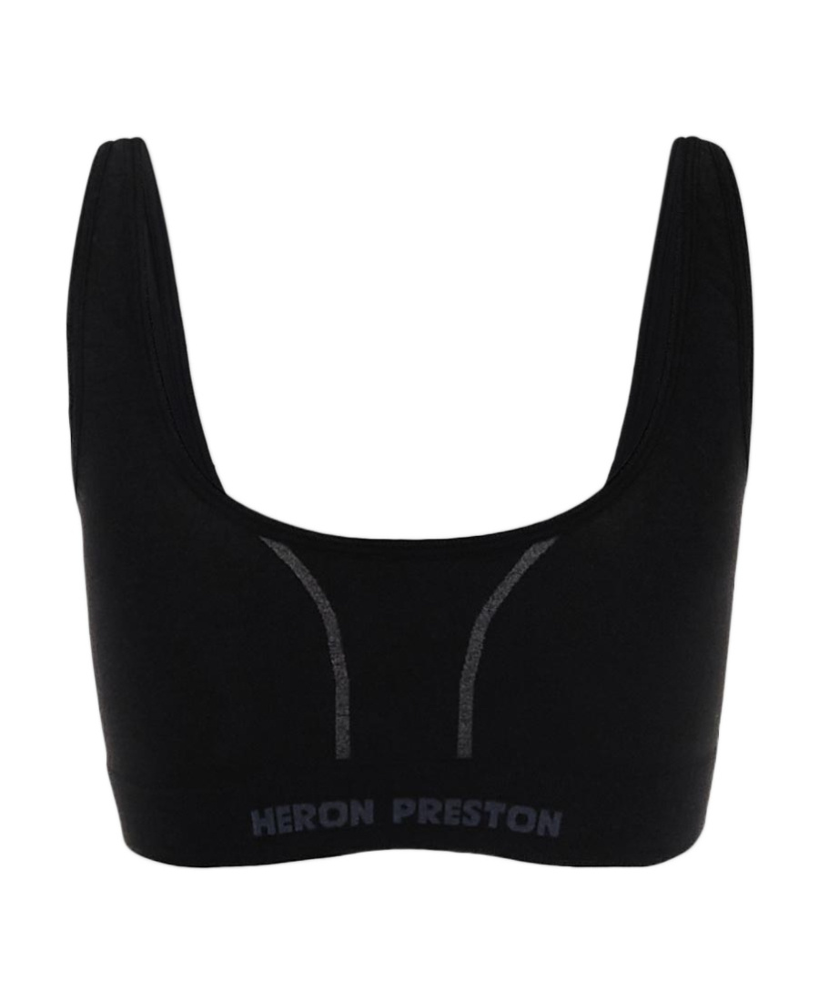 Heron Preston Logo Printed Scoop Neck Sports Bra In Black