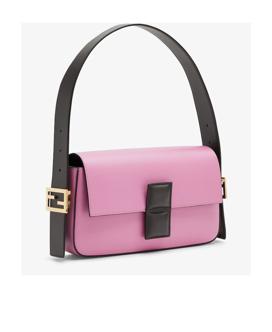 Shop Fendi Pink And Dark Brown Colour-block Leather Bag