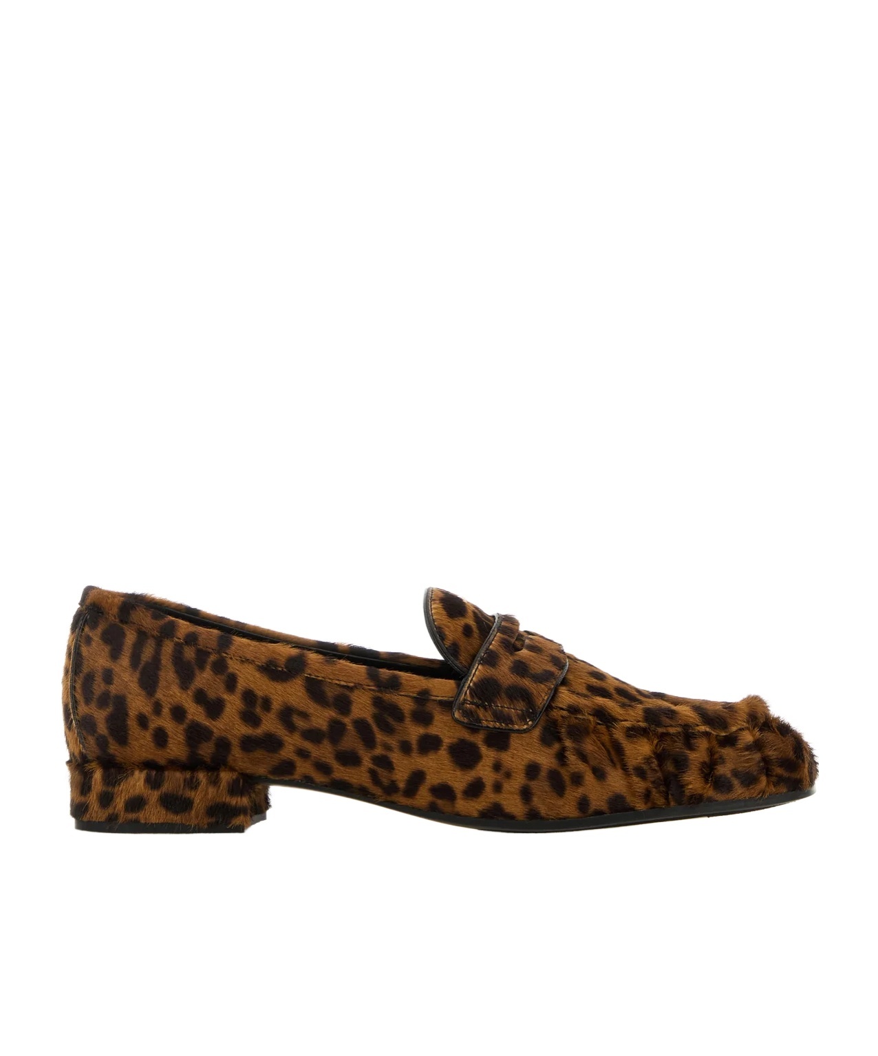 Prada Leopard Print Slip On Loafers In Brown