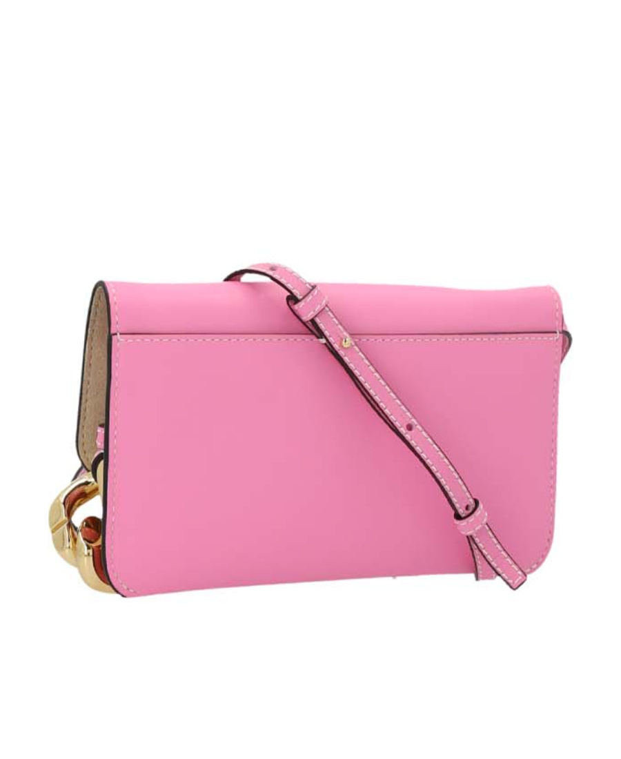 Jw Anderson Logo Printed Foldover Top Shoulder Bag In Pink