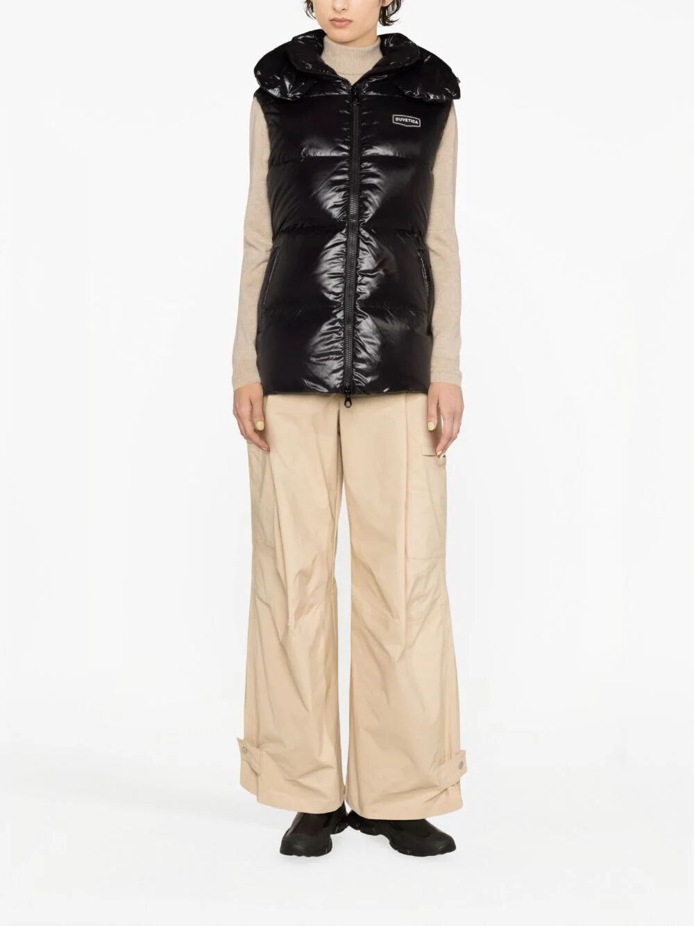 Duvetica Alloro Hooded Padded Gilet In Black