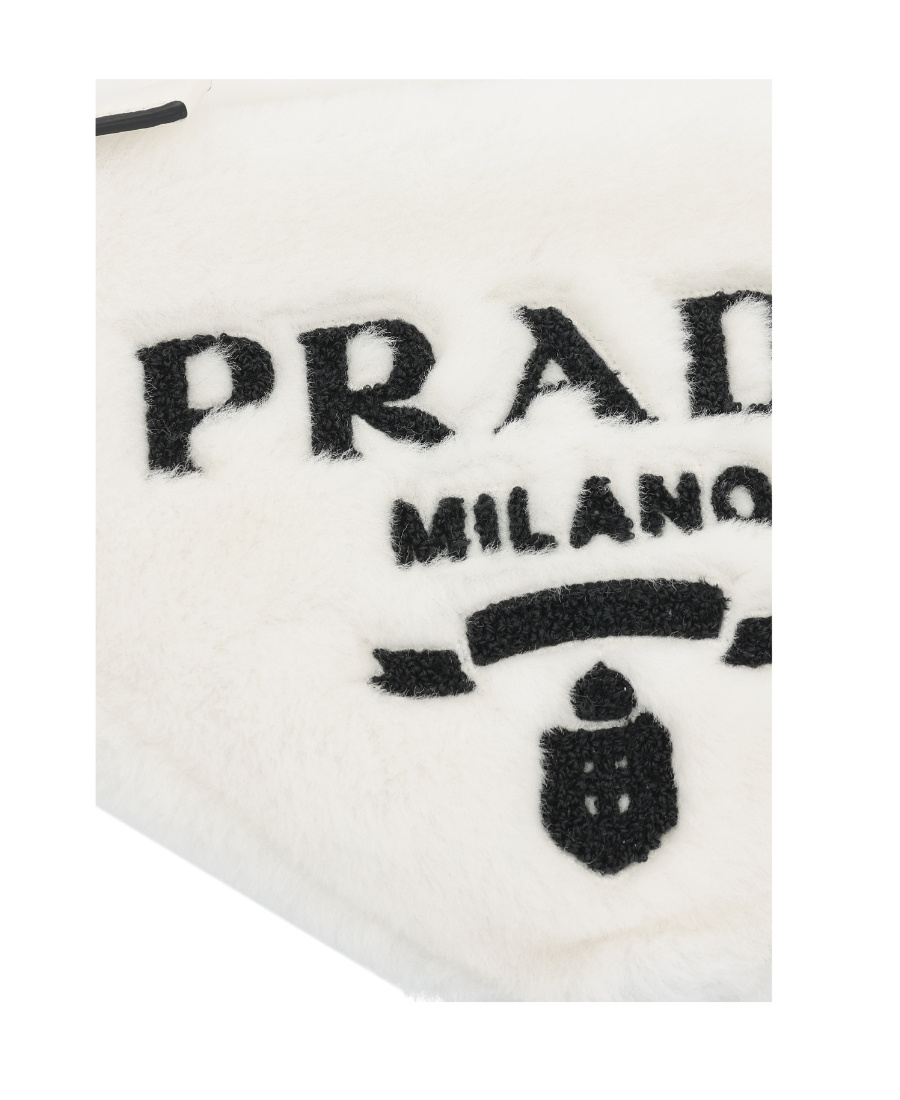 Prada Triangle Logo Shoulder Bag In White / Black