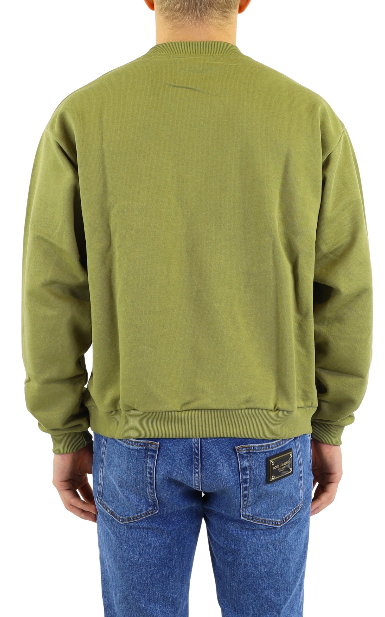 Drôle De Monsieur Round Collar Long Sleeve Sweater In Green