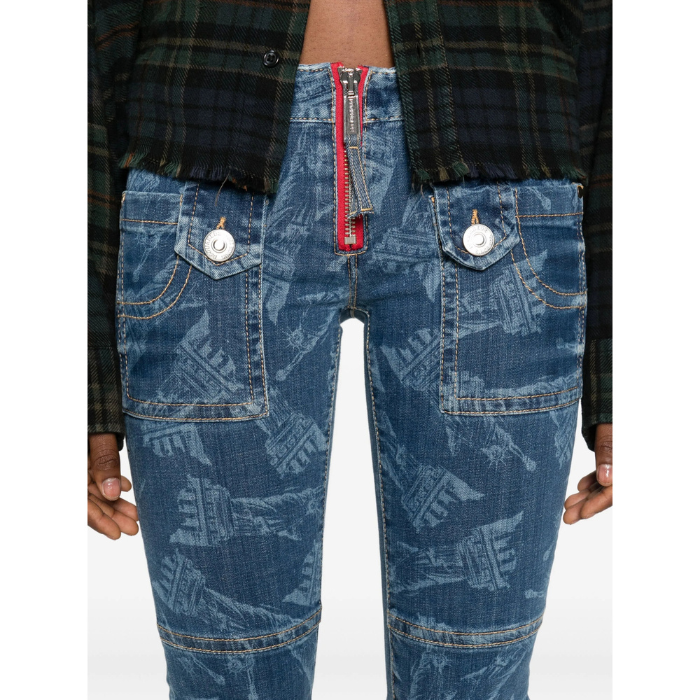 Dsquared2 Statue Of Liberty Printed Skinny Jeans In Blue