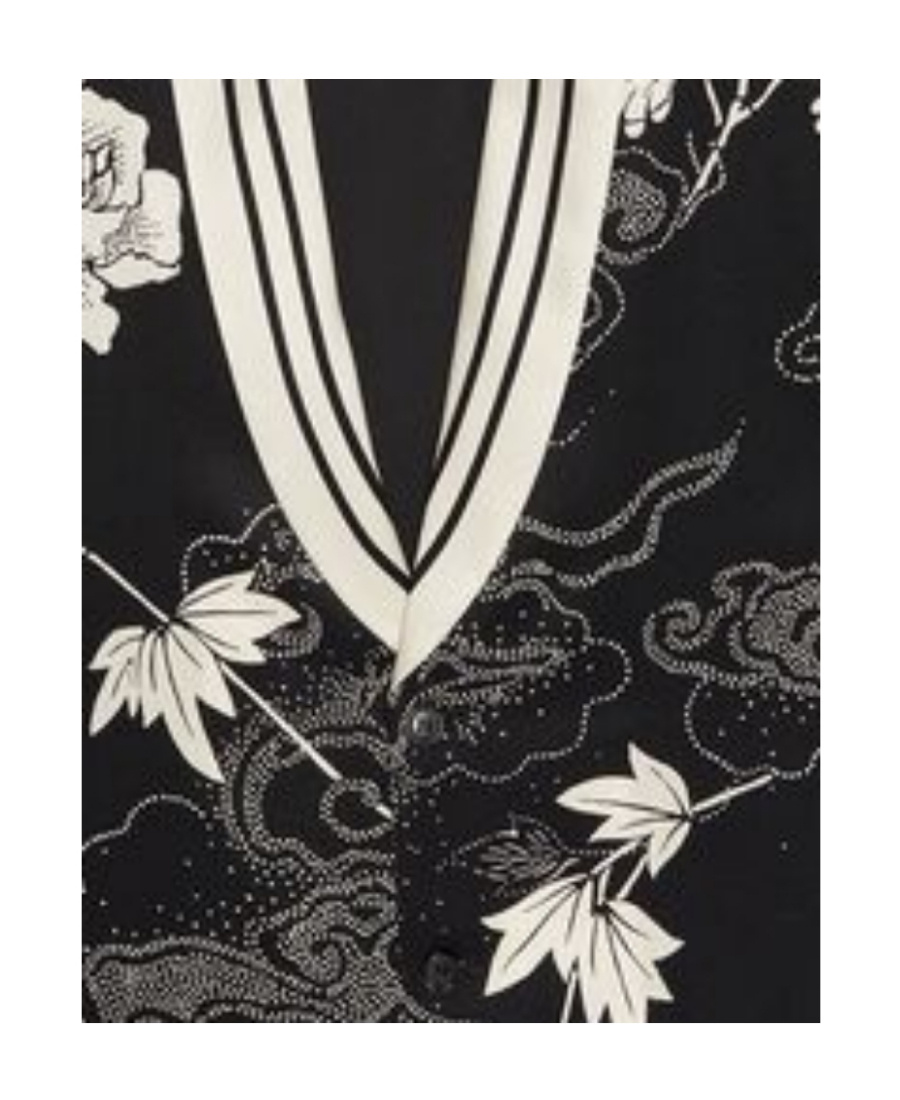 Saint Laurent Sleeveless Shirt In Printed Satin In Black
