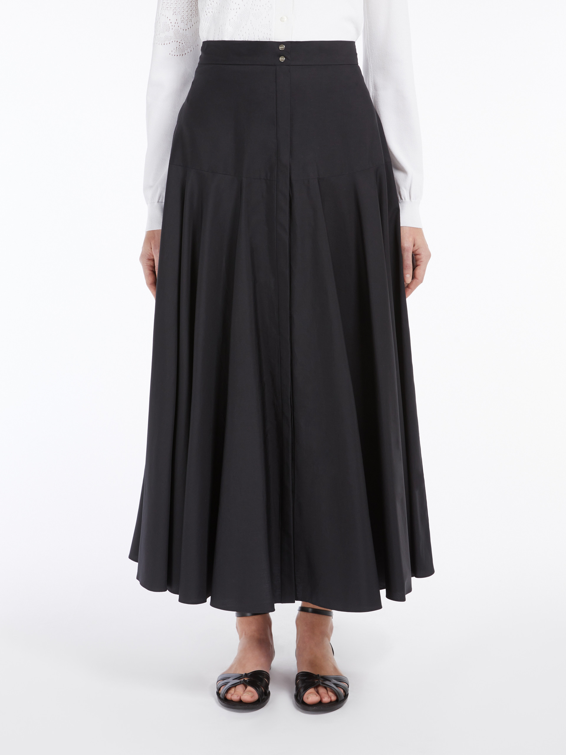 Max Mara Cotton Swing Skirt In Black