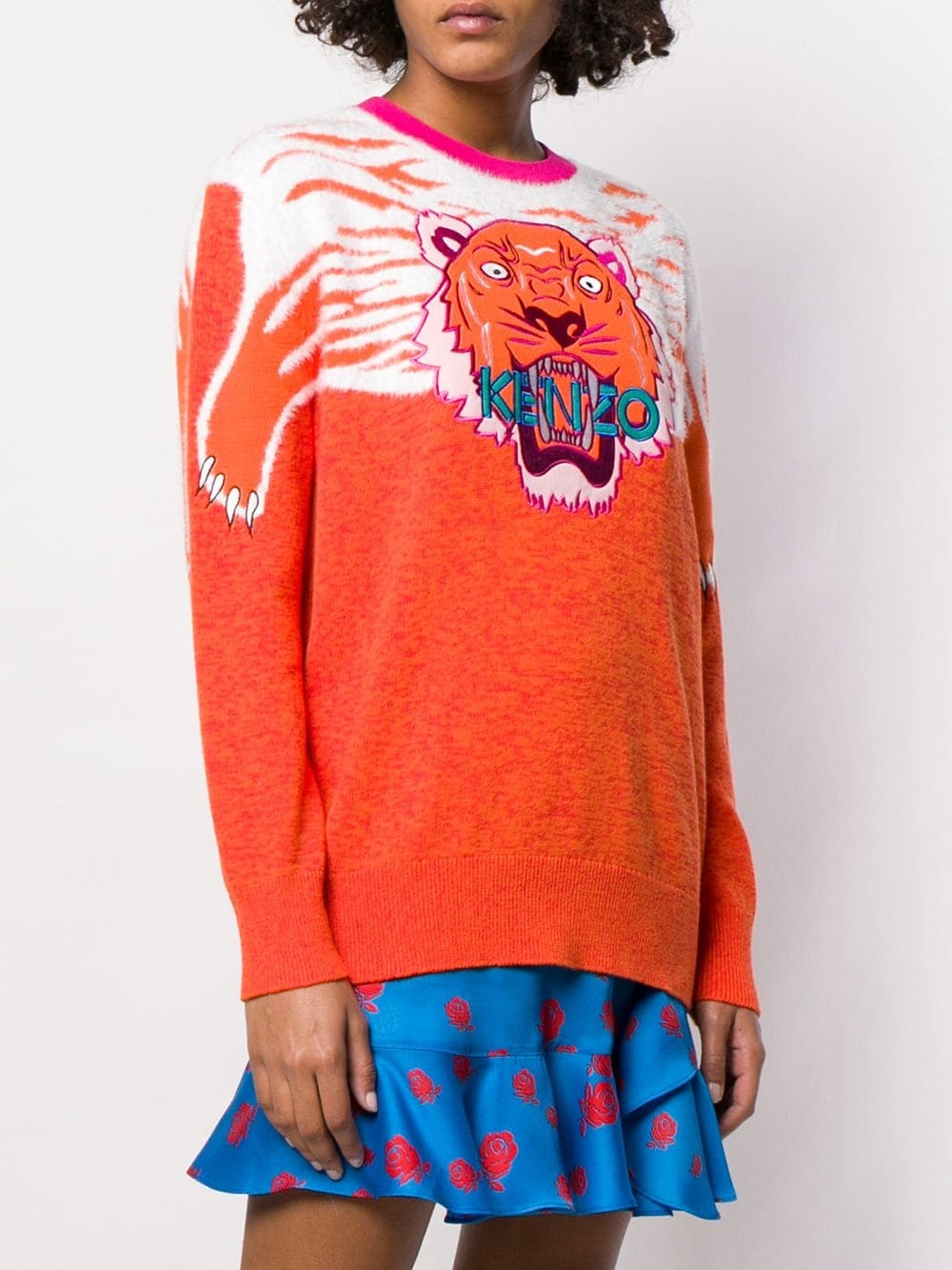 Kenzo Tiger Head Logo Pullover In Red