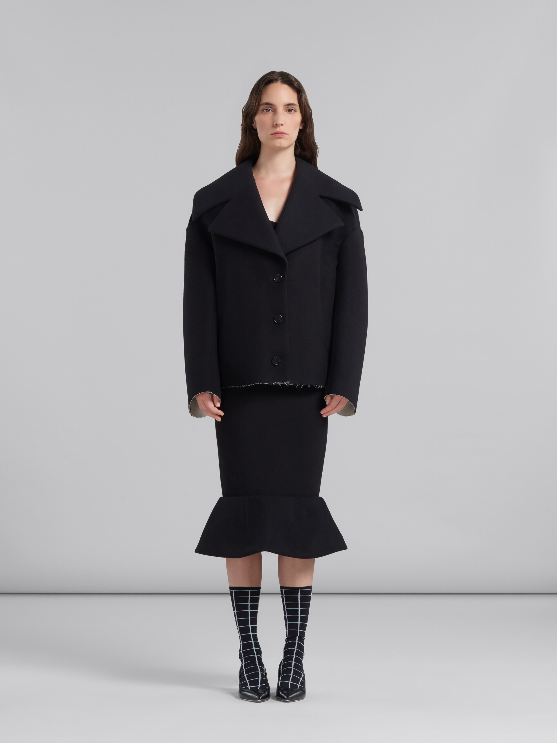 Marni Notched-collar Oversized Jacket In Black