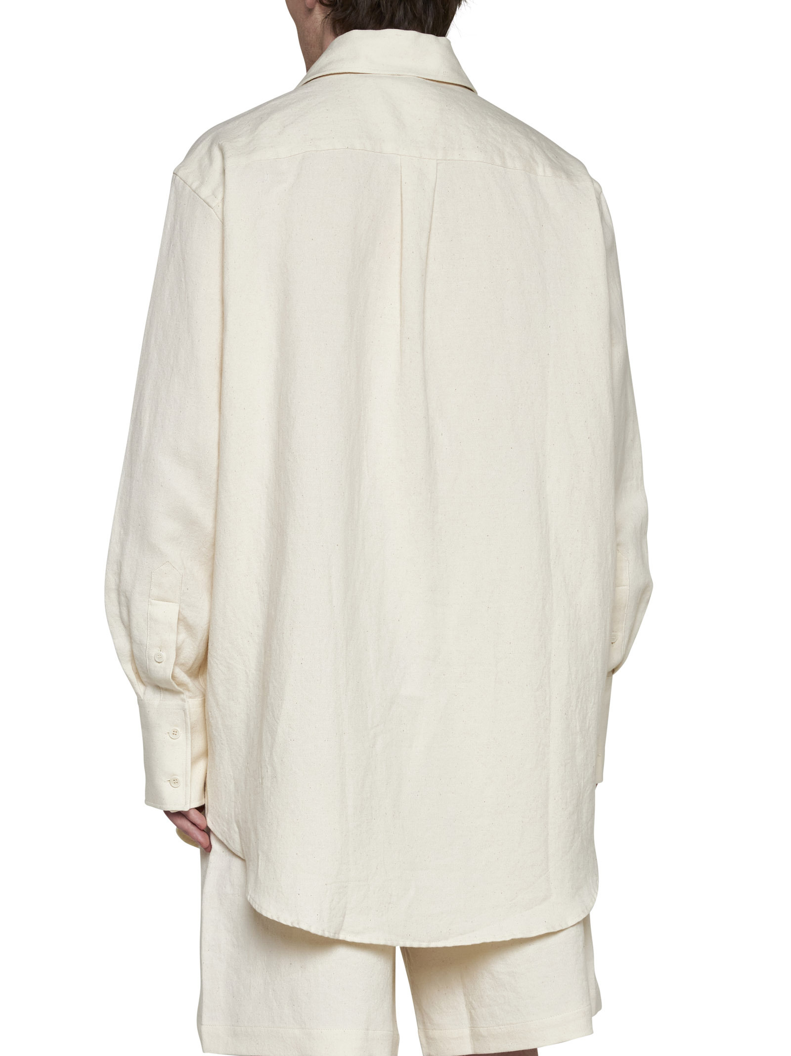 Jw Anderson Striped Cotton And Linen Shirt In White