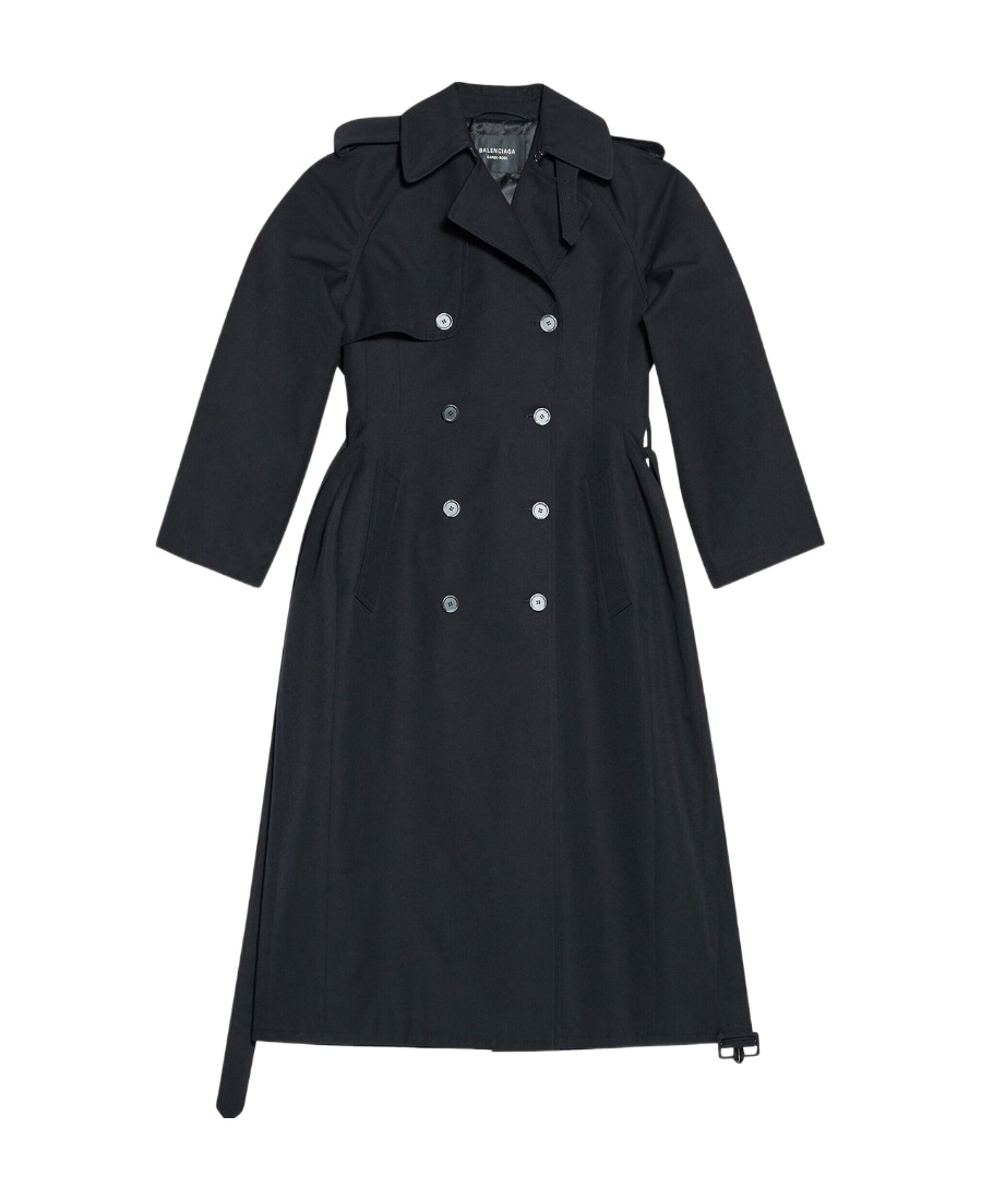 Balenciaga Doppelreihiger Trenchcoat In Black