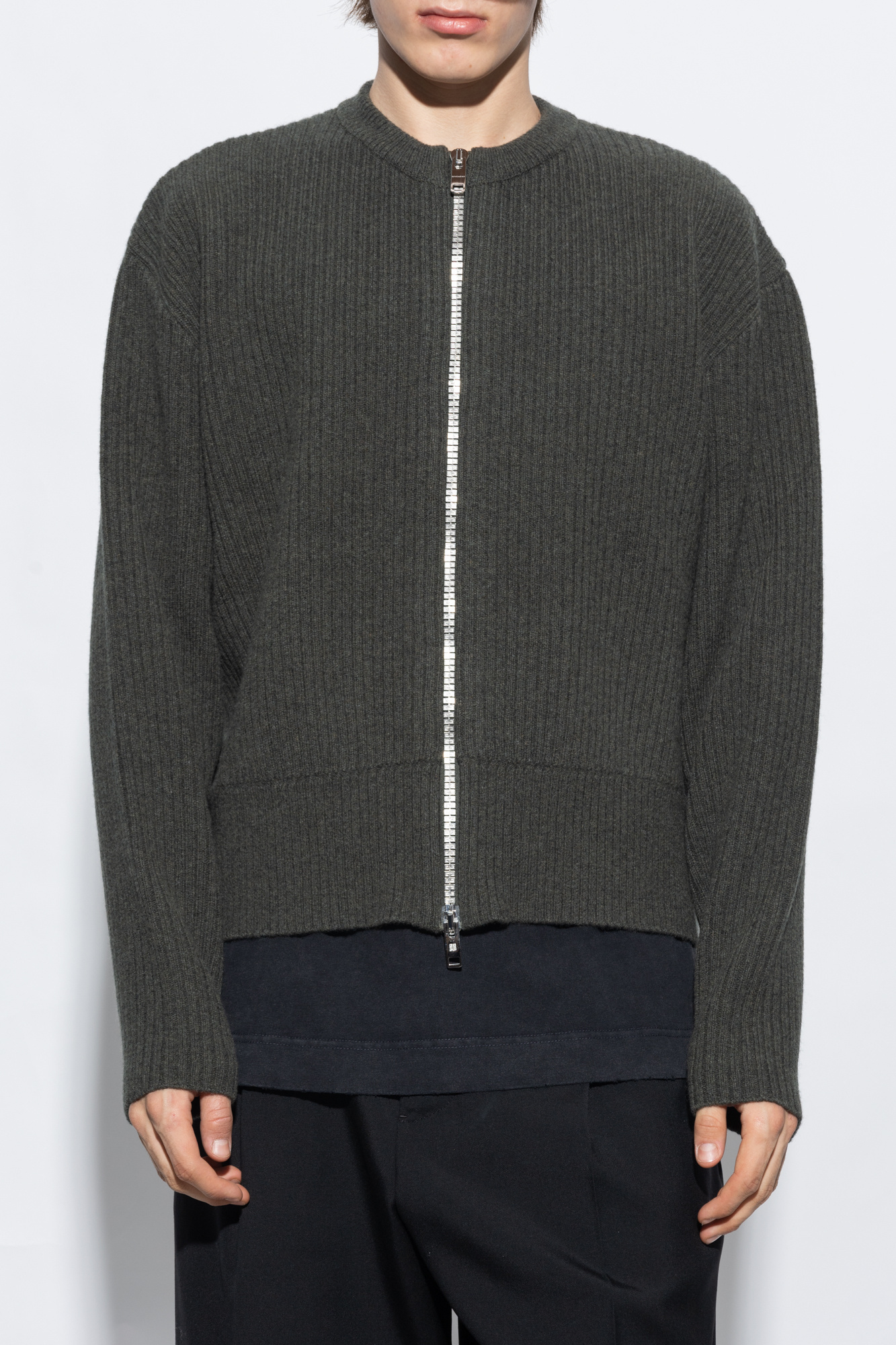 Givenchy Versatile Wool Crewneck Cardigan In Green