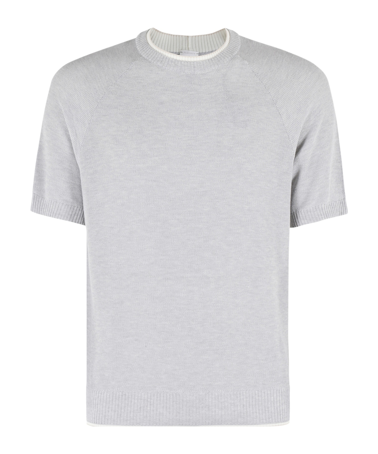 Eleventy Ribbed Crew Neck Cotton Sweater With Contrasting Trim In Gray