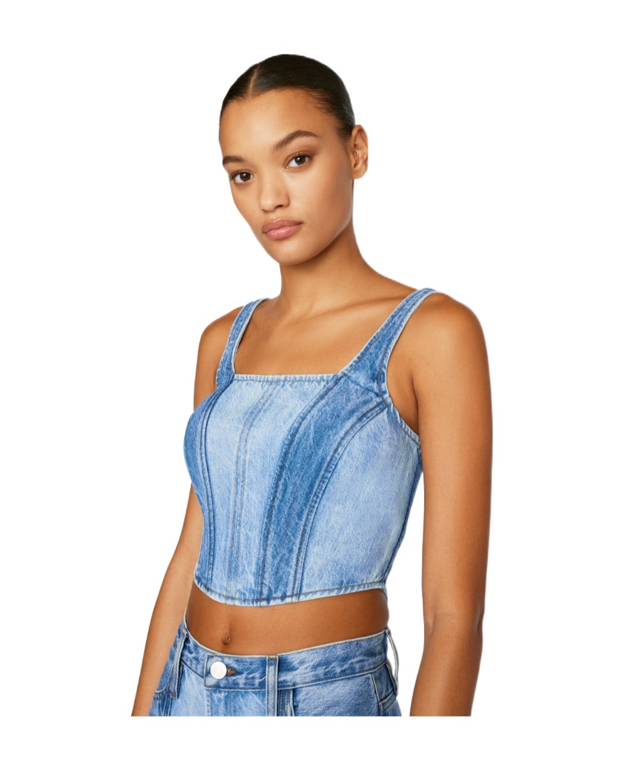 FRAME SQUARE NECK DENIM CORSET