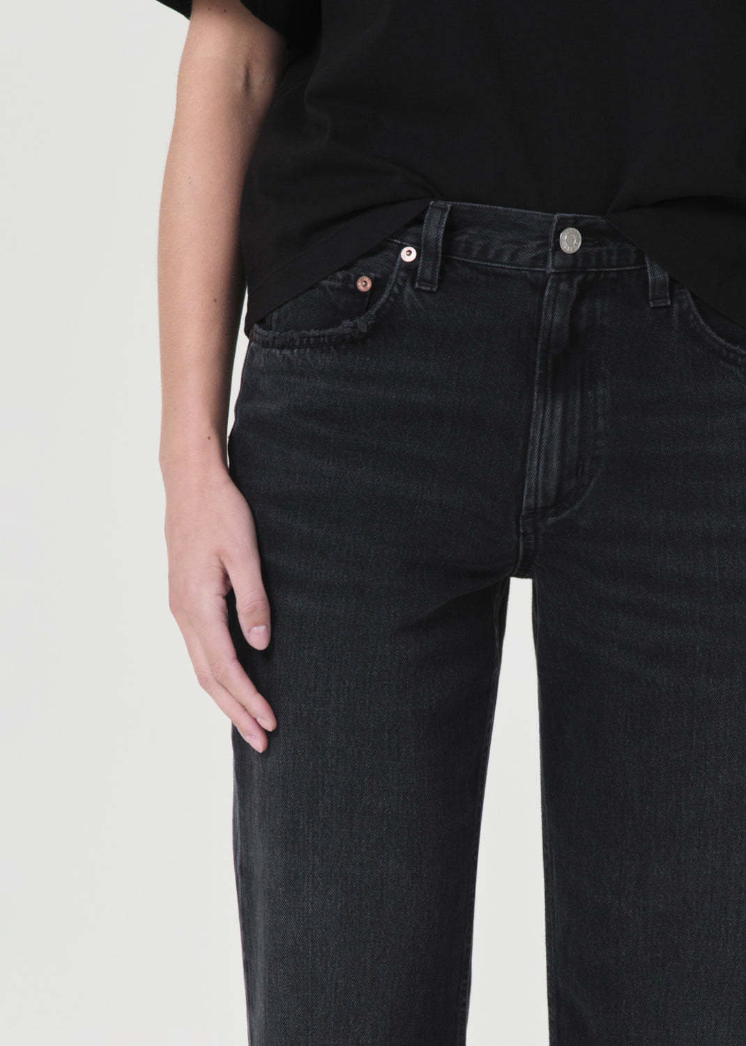 Agolde Nico Stretch High Rise Slim Fit Jeans In Black