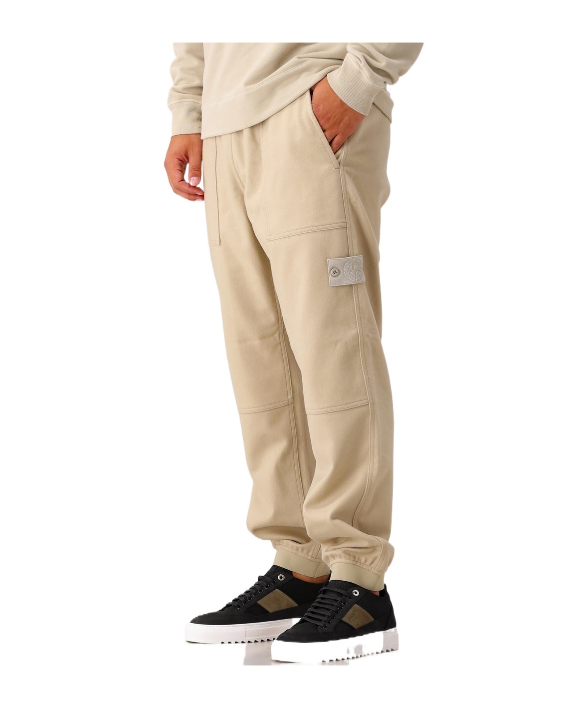 Stone Island Elastic Waistband Casual Pants In Nude