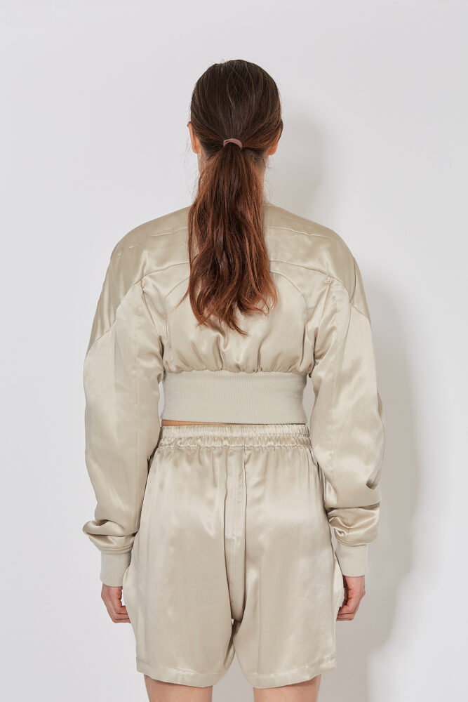 Rick Owens Girders Cropped Bomber Jacket In Nude