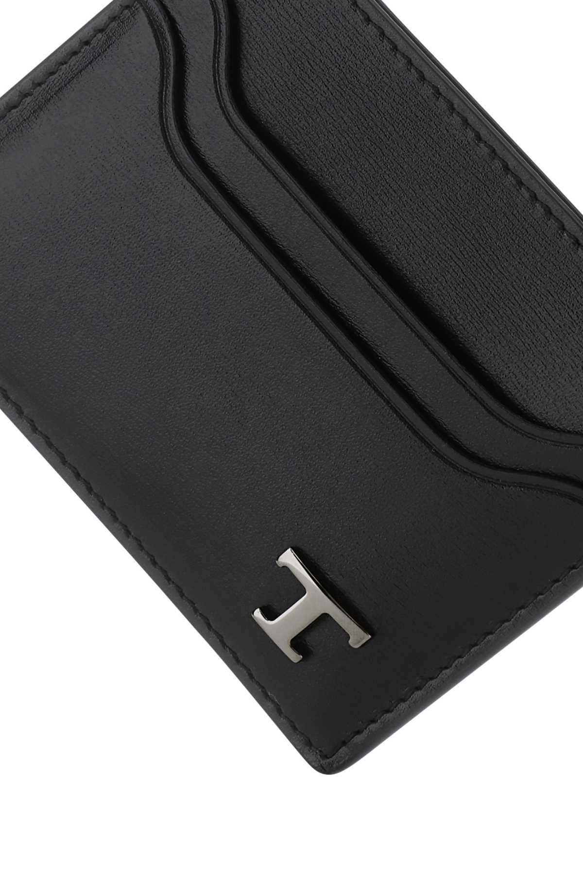 Tod's Logo-plaque Leather Cardholder In Black