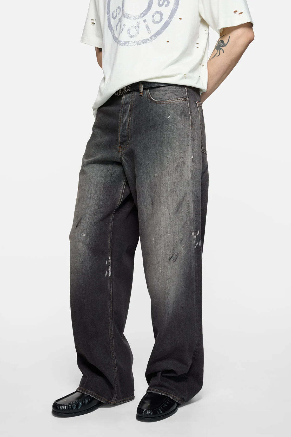 Acne Studios Denim Trousers With Belt Loops In Black