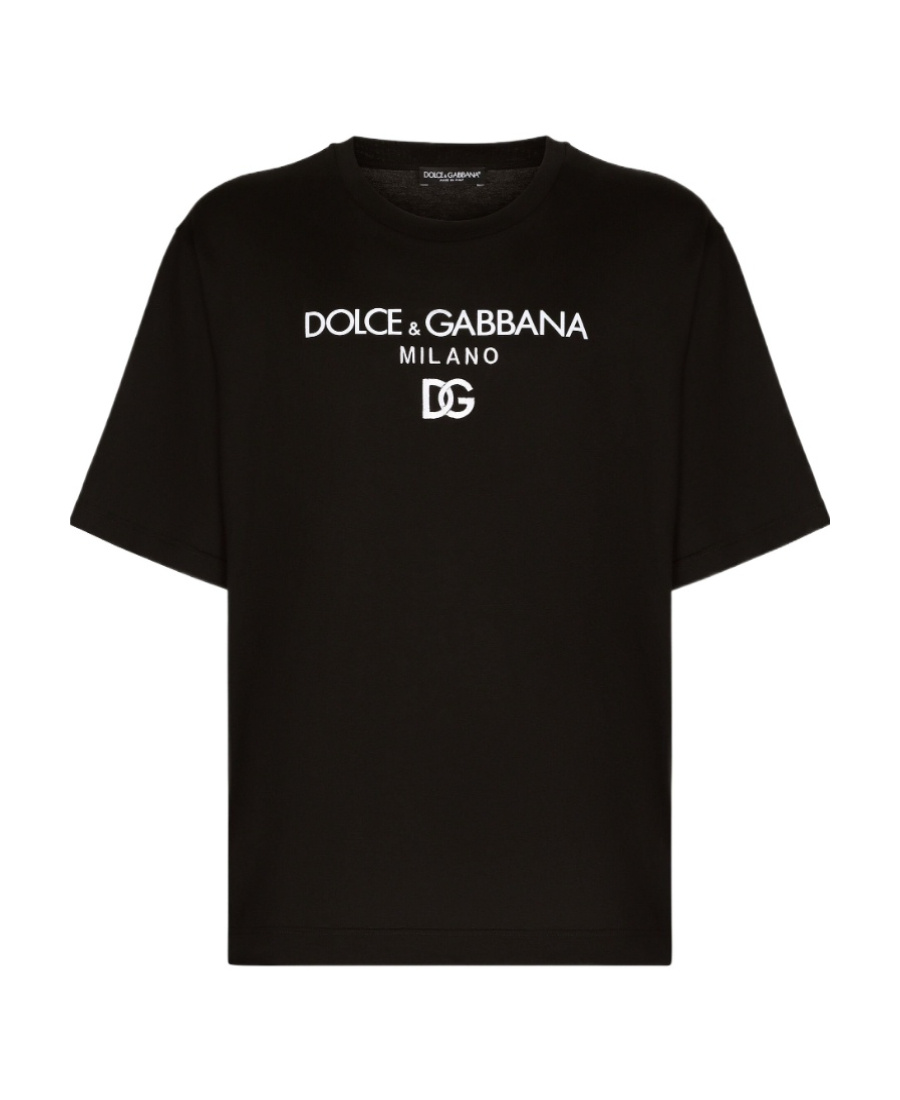 Dolce & Gabbana Jersey Round-neck T-shirt With Dg Milano Embroidery In Black