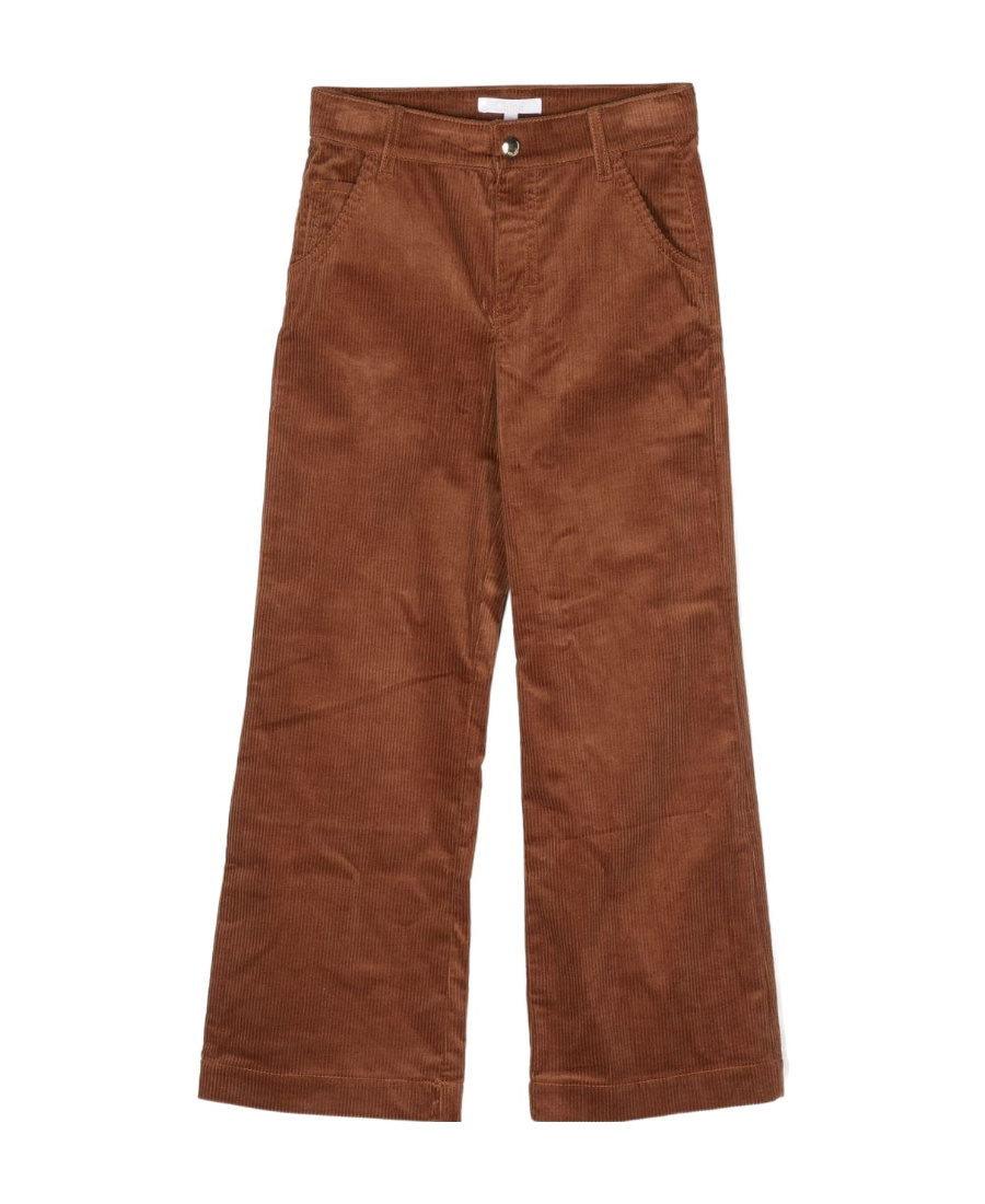 Chloé Teen Girls Brown Cotton Corduroy Trousers In Brown