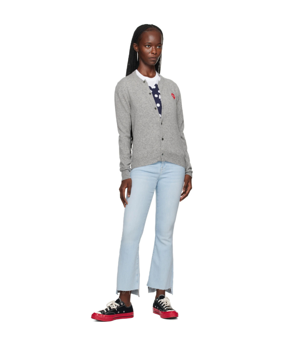 Comme Des Garçons Play Comme Des Gar Ç Ons Play X Invader Logo Cardigan In Gray