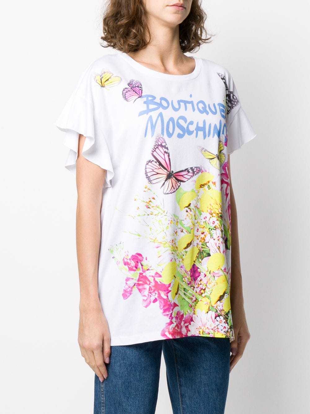 Moschino Floral Printed T-shirt In White