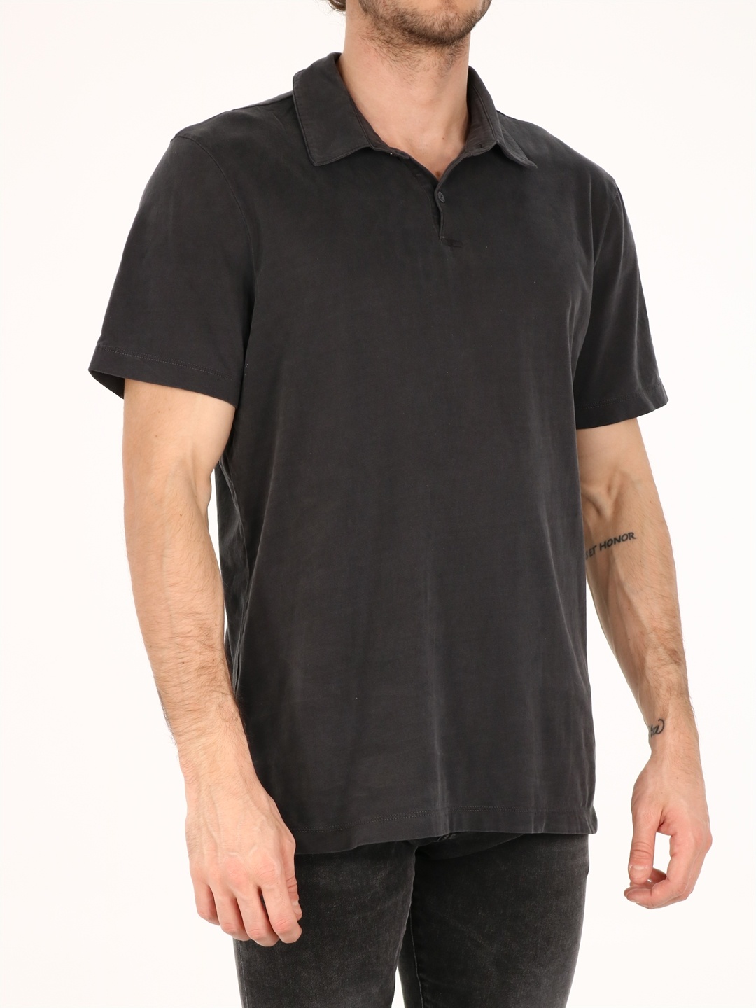 Shop James Perse Classic Polo Shirt In Black