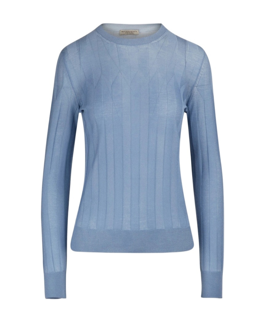 Bottega Veneta Long-sleeved Round-neck Sweater In Blue