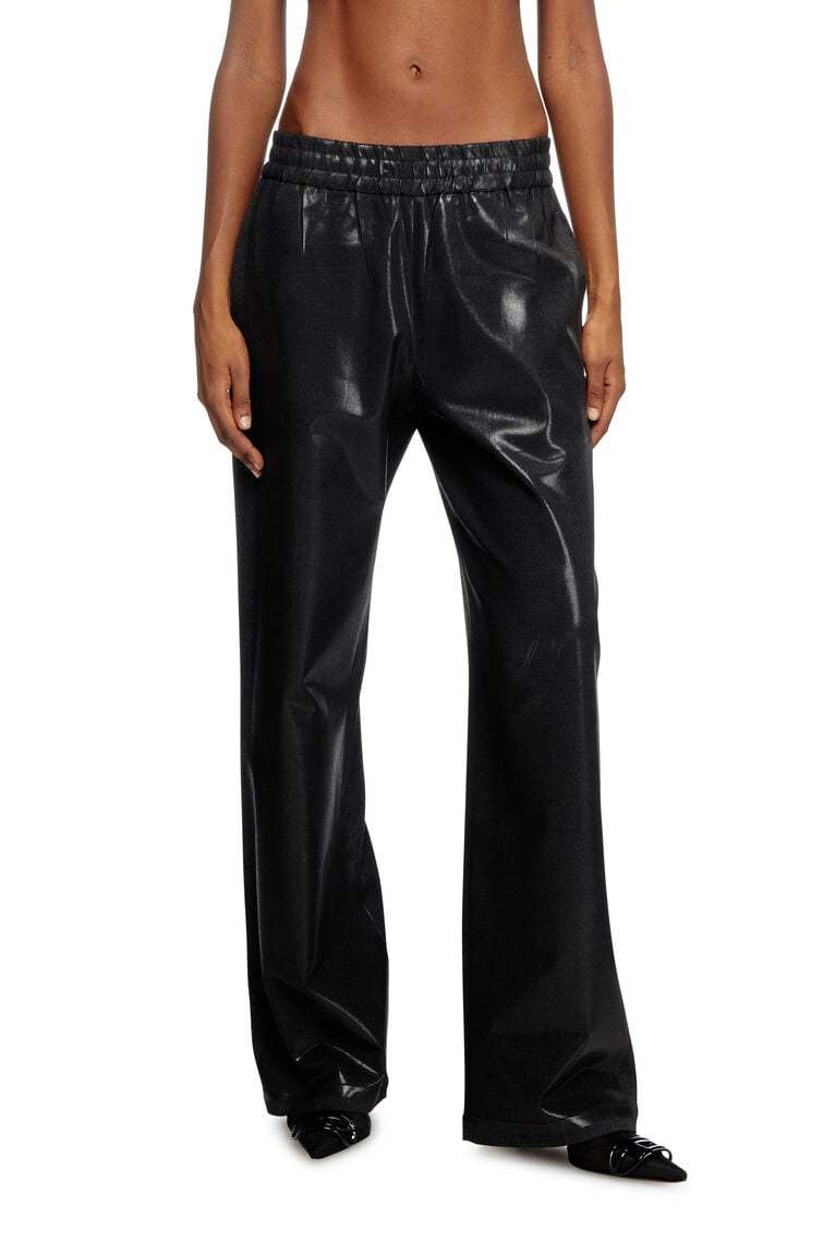 Diesel Faxu Leather Trousers In Black