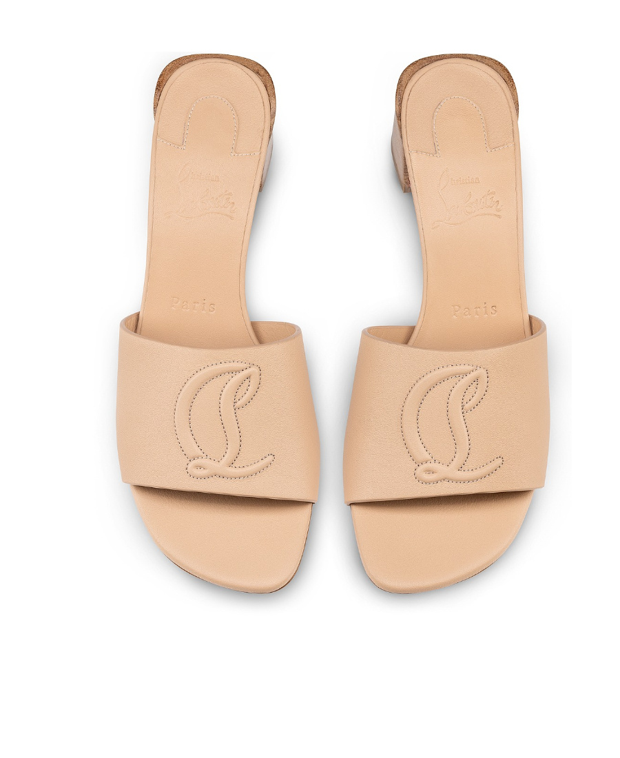 Christian Louboutin Open Toe Muller Shoes In Nude