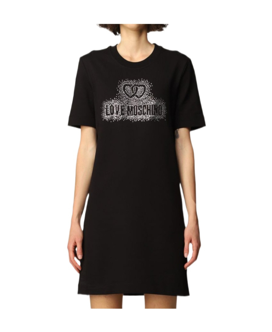 Moschino Logo T-shirt Dress In Black