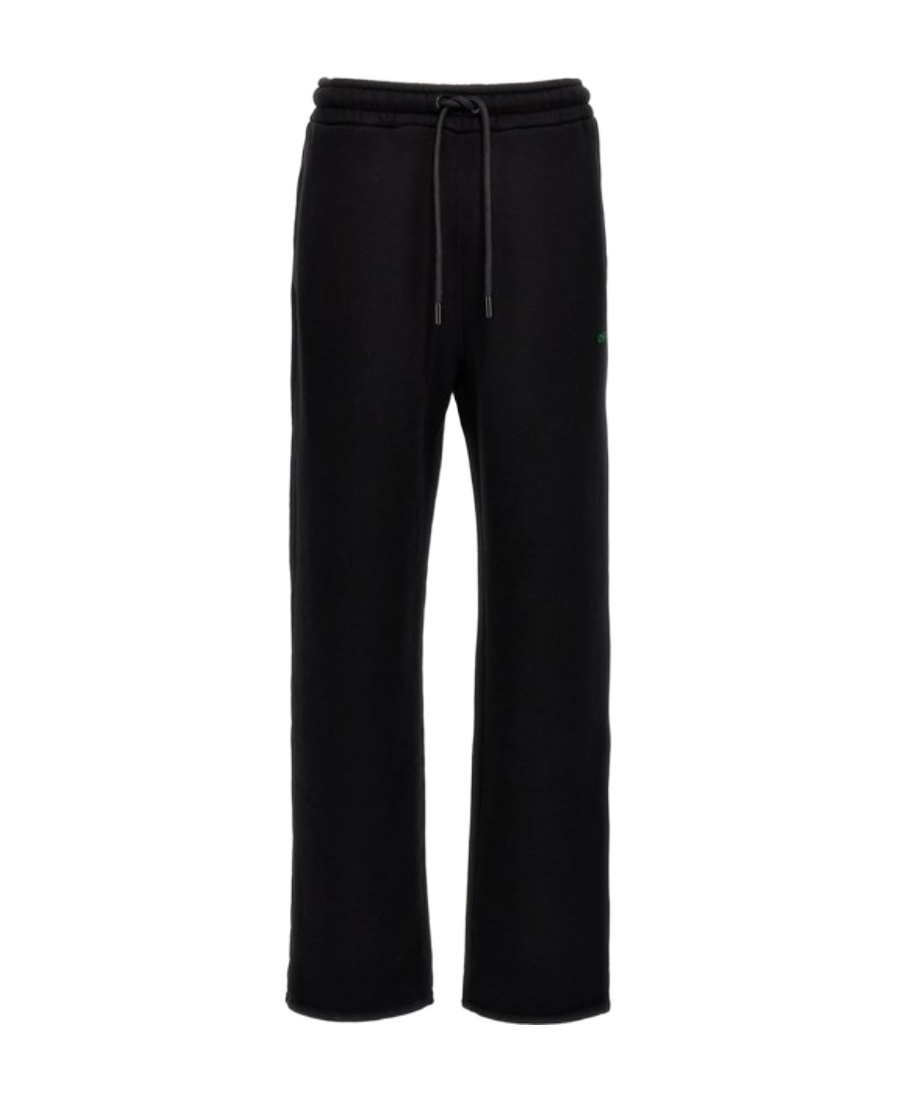 Off-white Wide-leg Cotton Joggers With Cuffed Hem In Black