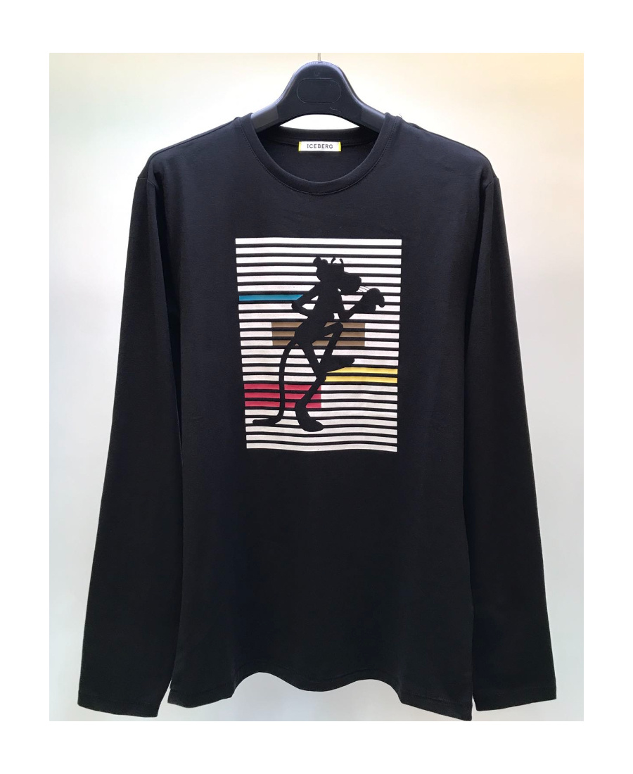 Iceberg T-shirt With Round Neck And Long Sleeves In Black