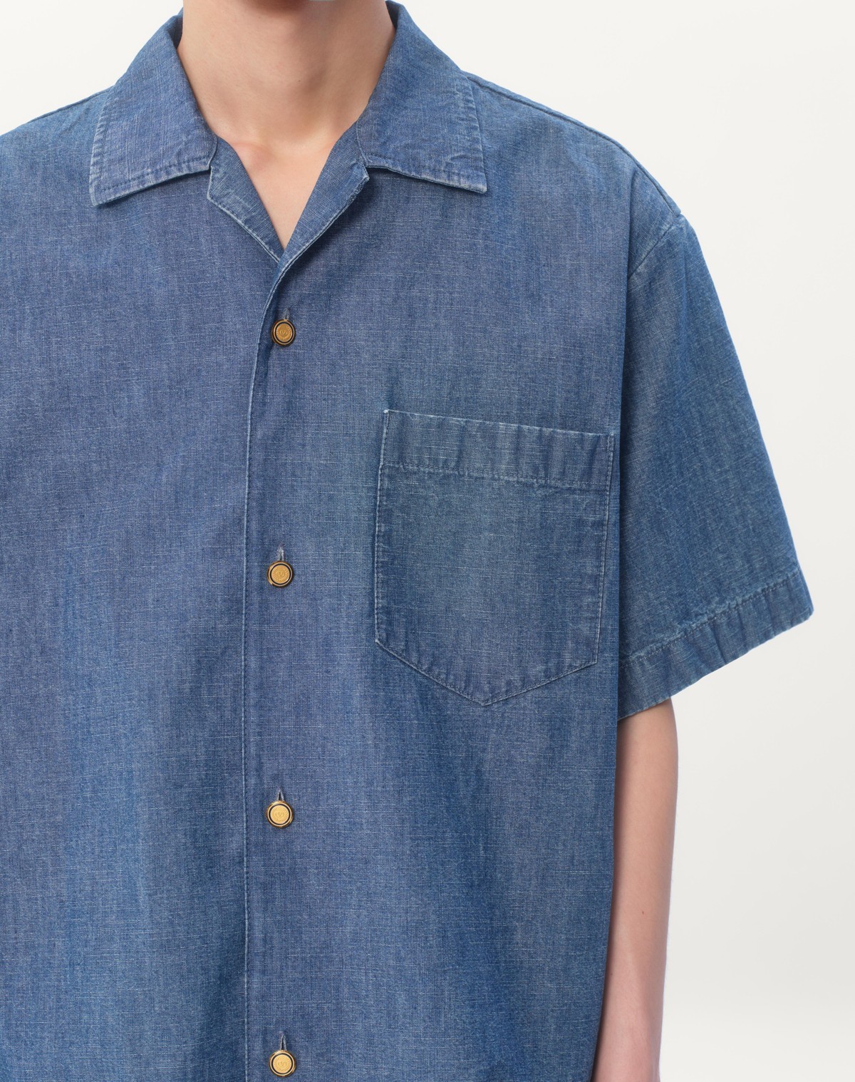 Valentino Garavani Oversized Denim Shirt With Button Closure In Blue
