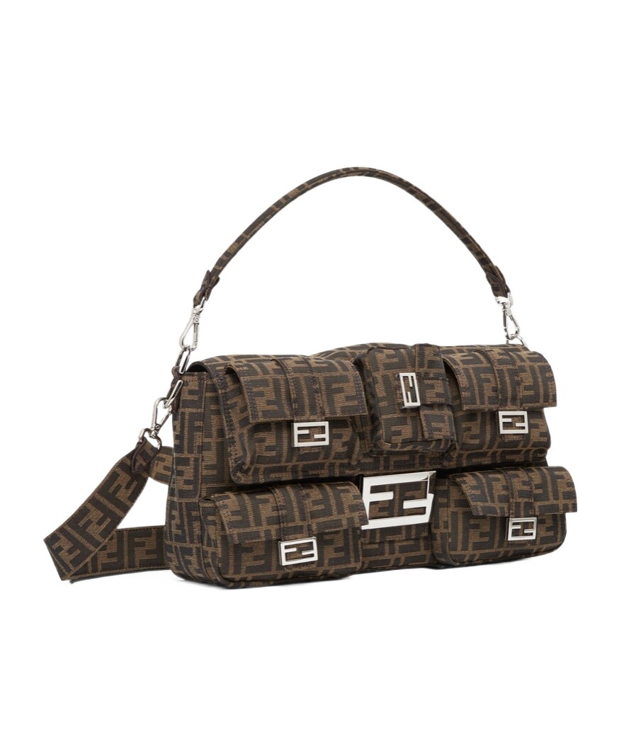 Fendi Maxi Multipocket Baguette Shoulder Bags In Brown