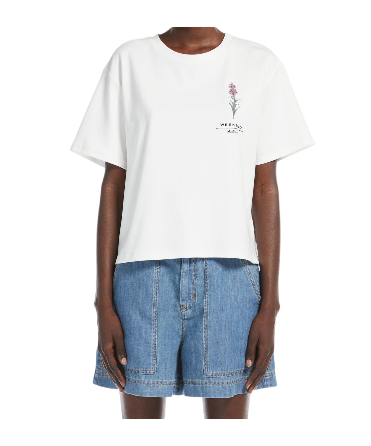 Weekend Max Mara Round Neck Short Sleeve T-shirt In White
