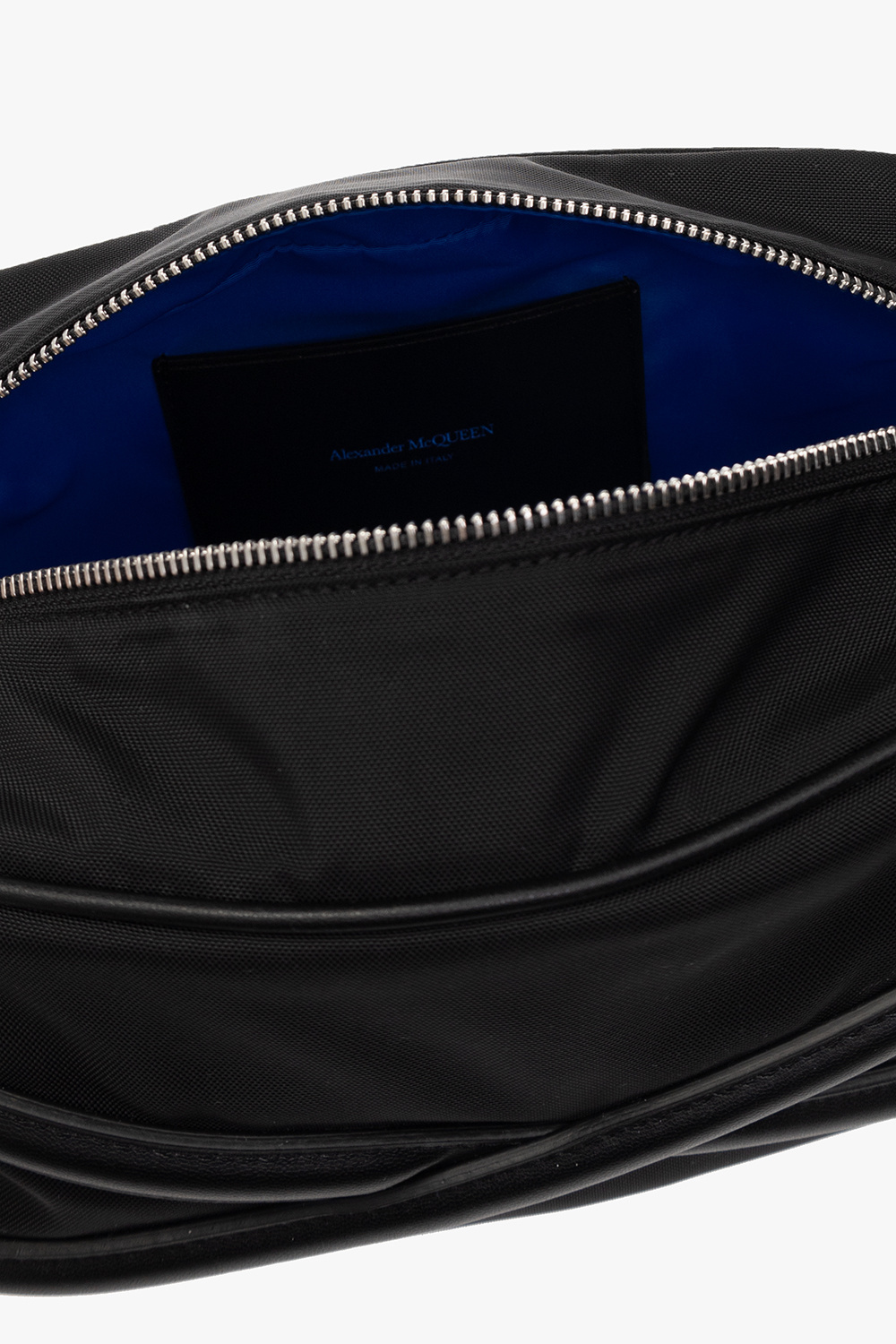 Alexander Mcqueen Black Beauty Case With Harness Detail In Fabric And Leather Man In Black
