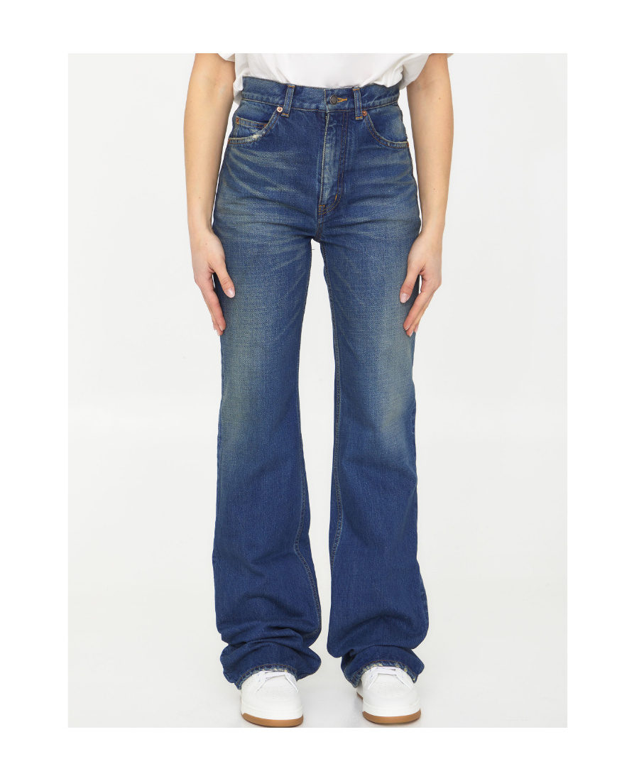 Saint Laurent Flared High-waisted Jeans In Blue