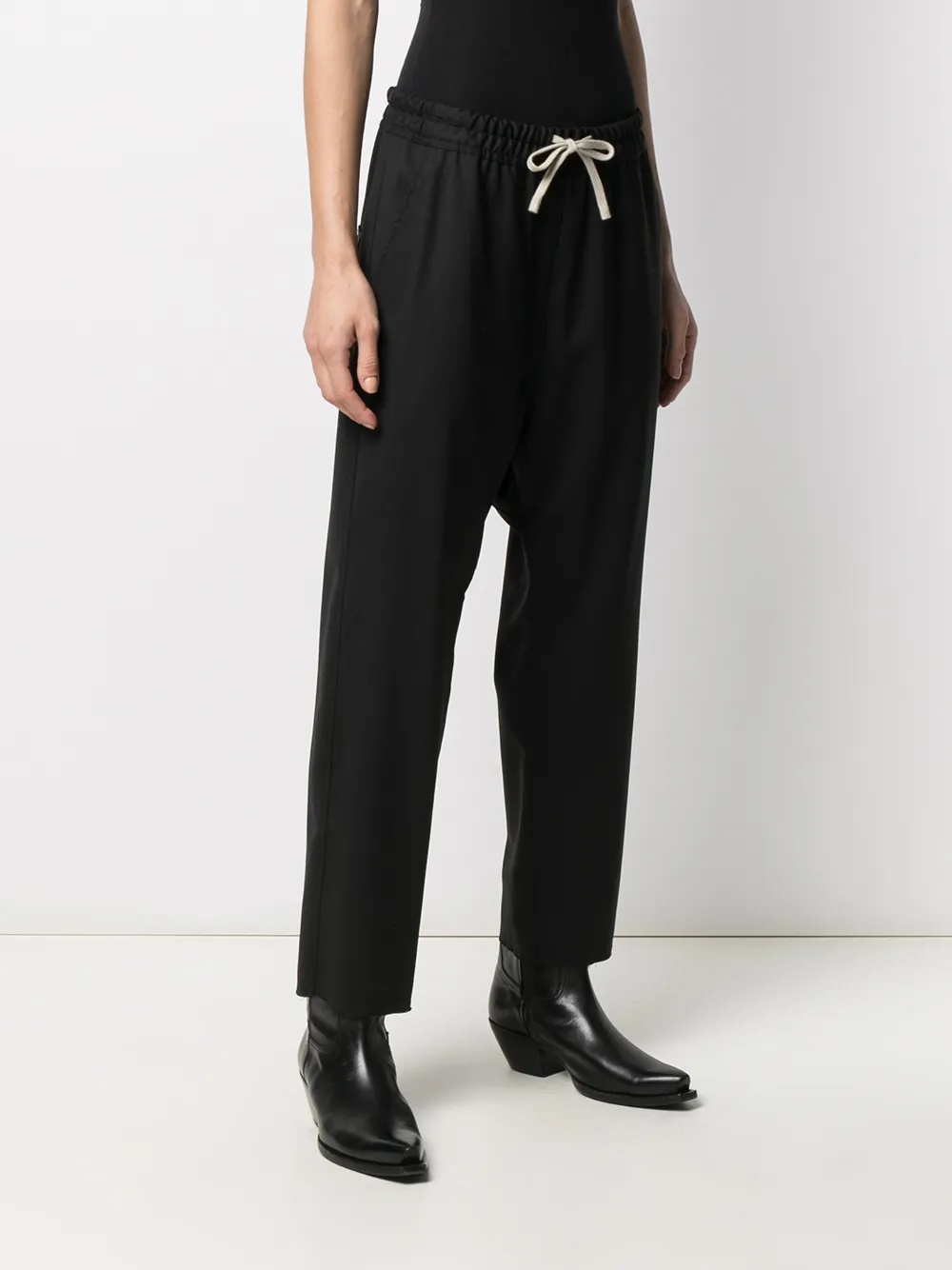 Nili Lotan Cropped Wool Trousers Elastic Waistband