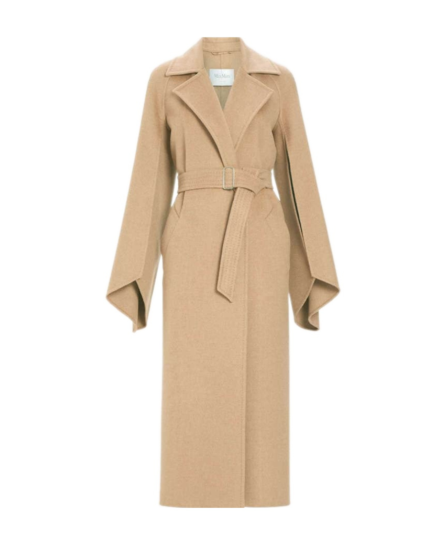 Max Mara Long-sleeved Lapel Coat In Brown