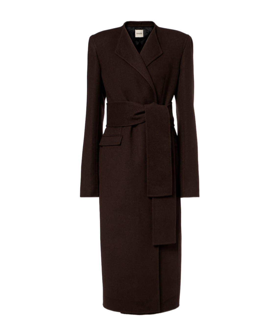 Khaite Jelson Wool Wrap Coat In Brown