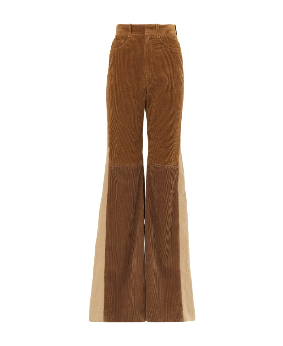 Chloé Triple Brown Retro Flared Corduroy Pants In Brown