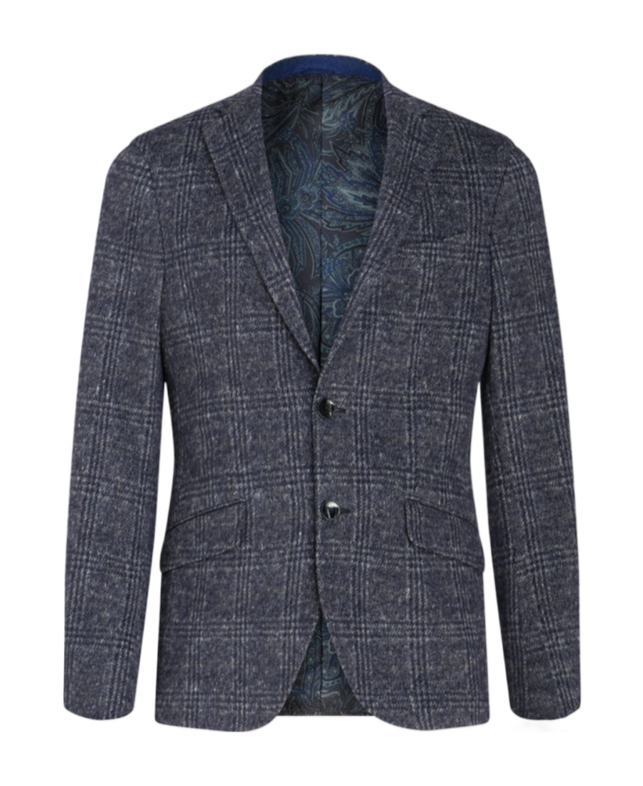 Etro Checked Single-breasted Blazer In Blue