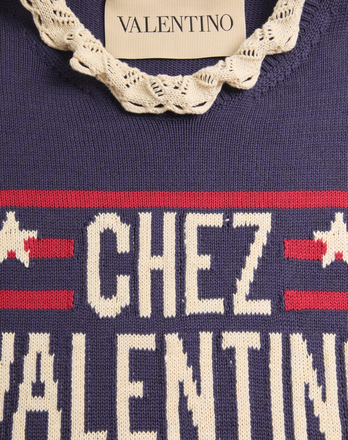 Valentino Knitwear Sweater Asymmetric Neck Design In Blue