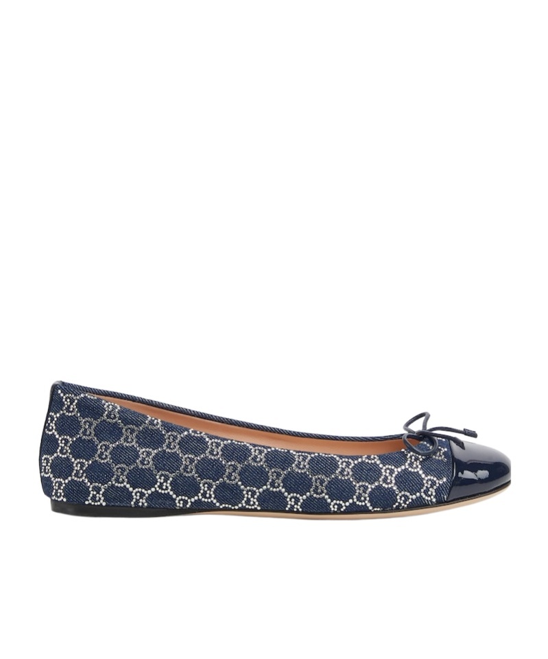 Gucci Women's Gg Crystal Ballet Flat In Blue