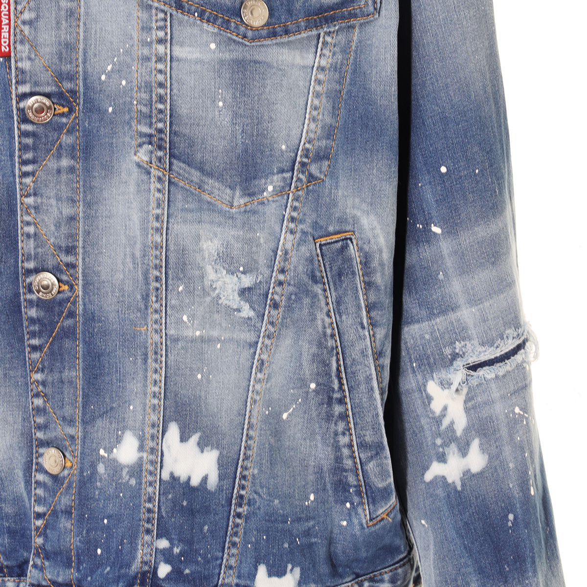 Shop Dsquared2 Distressed-effect Denim Jacket In Gray