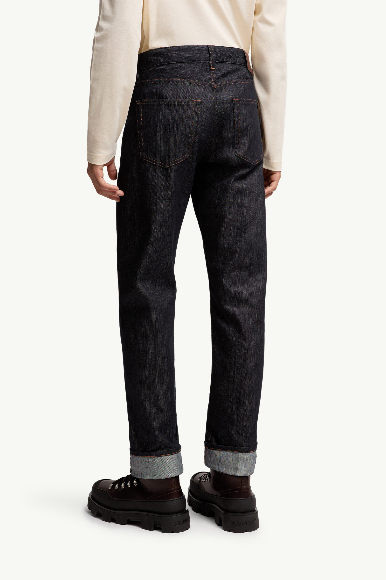 Moncler Kids Embroidered Straight-leg Denim Jeans In Blue