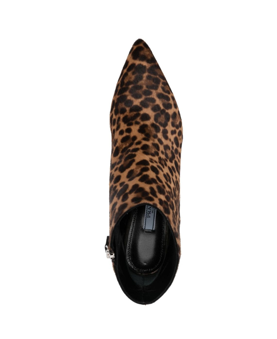 Prada 60 Leopard Print Ankle Boots In Multi